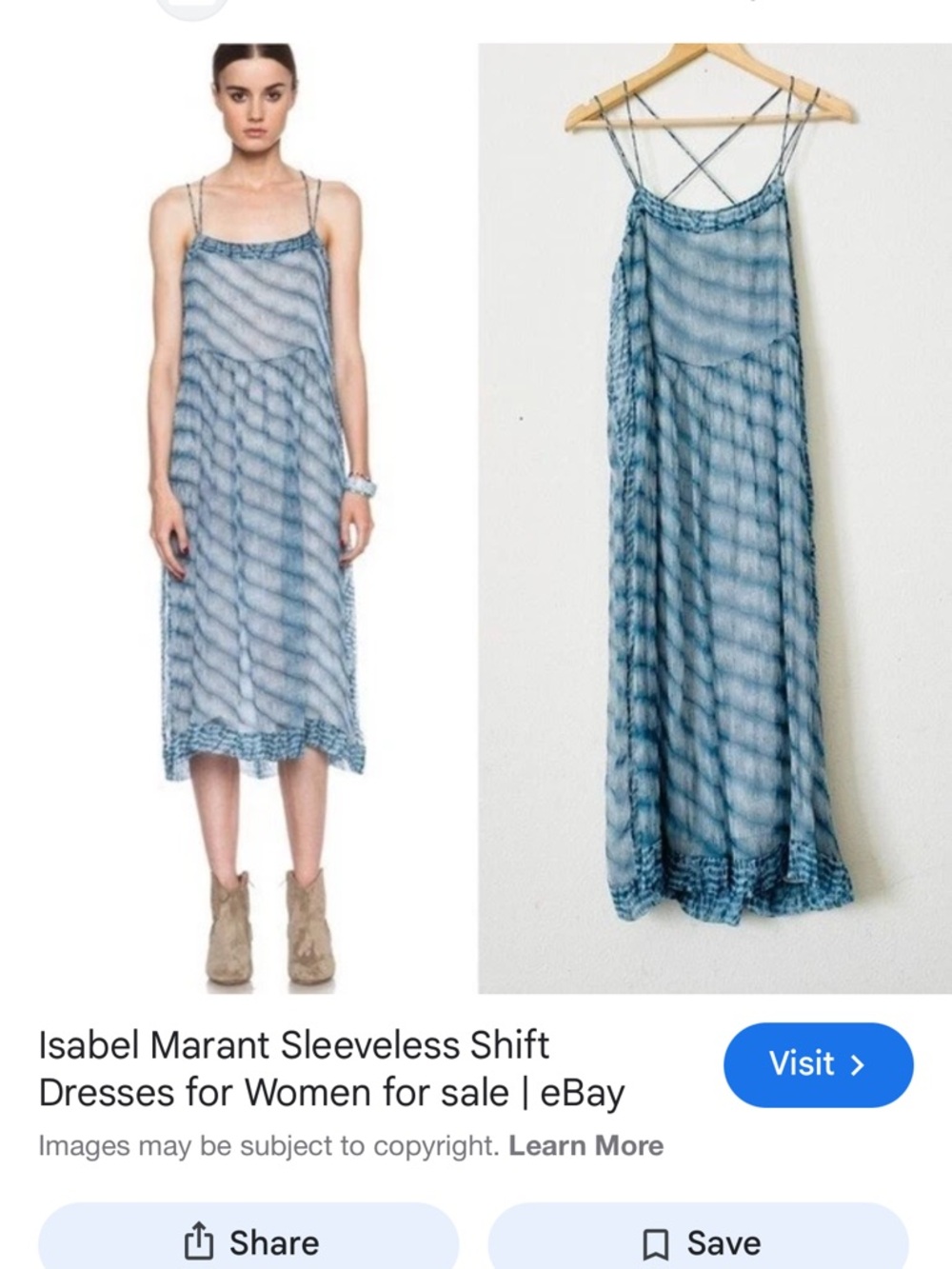Isabel Marant Light Blue Wave-Print Midi Dress